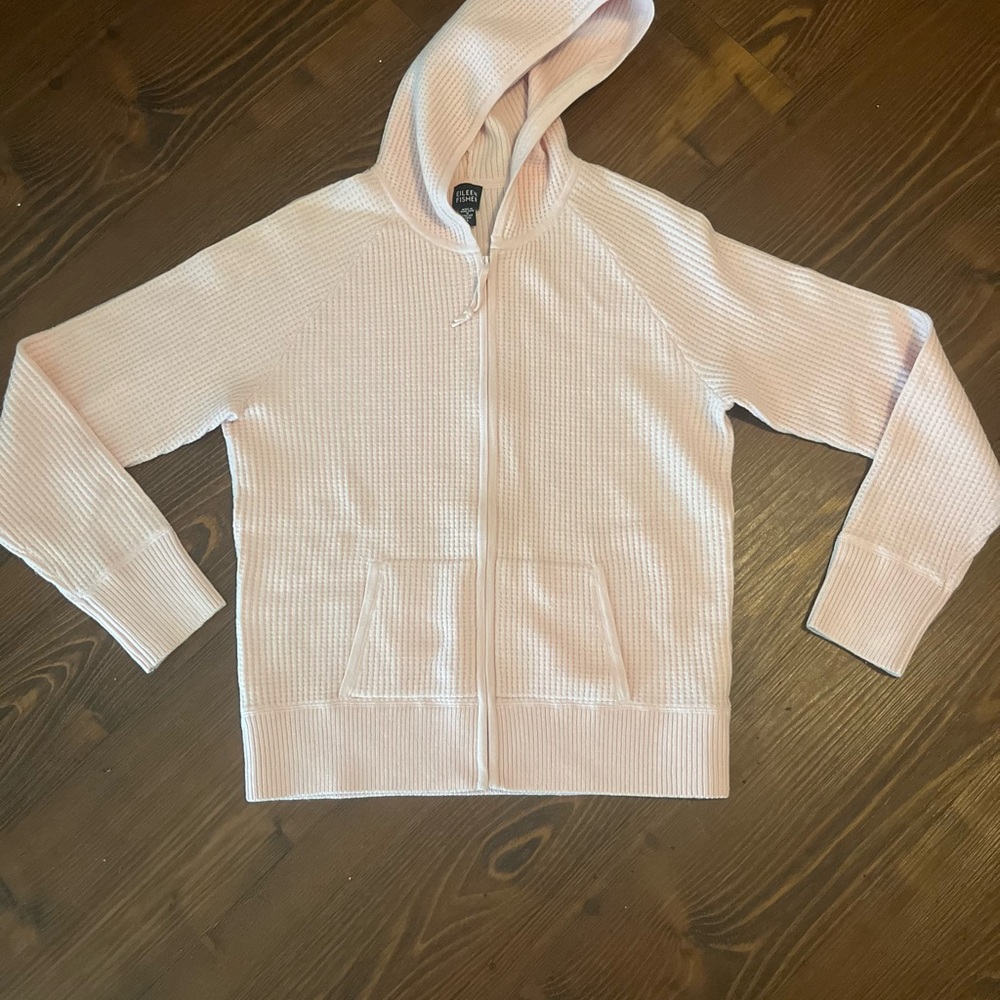 Eileen Fisher Pink Zip-Up Jacket with Hood